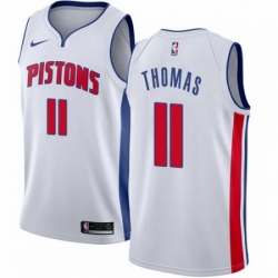 Mens Nike Detroit Pistons 11 Isiah Thomas Authentic White Home NBA Jersey Association Edition