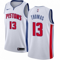 Mens Nike Detroit Pistons 13 Khyri Thomas Swingman White NBA Jersey Association Edition 