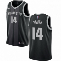 Mens Nike Detroit Pistons 14 Ish Smith Swingman Black NBA Jersey City Edition
