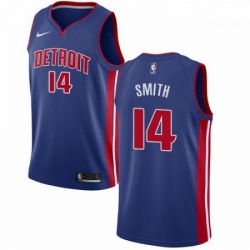 Mens Nike Detroit Pistons 14 Ish Smith Swingman Royal Blue Road NBA Jersey Icon Edition