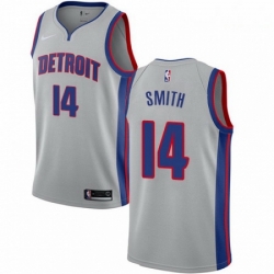 Mens Nike Detroit Pistons 14 Ish Smith Swingman Silver NBA Jersey Statement Edition