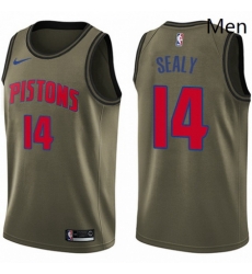 Mens Nike Detroit Pistons 14 Malik Sealy Green Salute to Service NBA Swingman Jersey 
