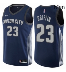 Mens Nike Detroit Pistons 23 Blake Griffin Authentic Navy Blue NBA Jersey City Edition 