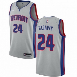 Mens Nike Detroit Pistons 24 Mateen Cleaves Authentic Silver NBA Jersey Statement Edition