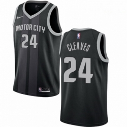 Mens Nike Detroit Pistons 24 Mateen Cleaves Swingman Black NBA Jersey City Edition