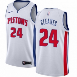 Mens Nike Detroit Pistons 24 Mateen Cleaves Swingman White Home NBA Jersey Association Edition