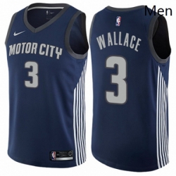 Mens Nike Detroit Pistons 3 Ben Wallace Authentic Navy Blue NBA Jersey City Edition