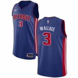 Mens Nike Detroit Pistons 3 Ben Wallace Authentic Royal Blue Road NBA Jersey Icon Edition