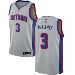 Mens Nike Detroit Pistons 3 Ben Wallace Authentic Silver NBA Jersey Statement Edition