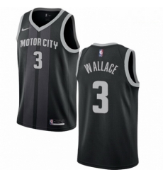 Mens Nike Detroit Pistons 3 Ben Wallace Swingman Black NBA Jersey City Edition