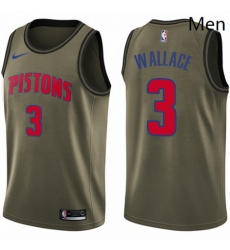 Mens Nike Detroit Pistons 3 Ben Wallace Swingman Green Salute to Service NBA Jersey