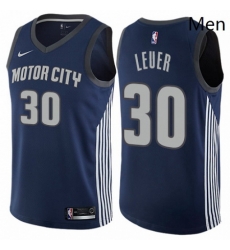 Mens Nike Detroit Pistons 30 Jon Leuer Authentic Navy Blue NBA Jersey City Edition 