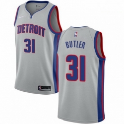 Mens Nike Detroit Pistons 31 Caron Butler Authentic Silver NBA Jersey Statement Edition