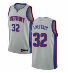 Mens Nike Detroit Pistons 32 Christian Laettner Authentic Silver NBA Jersey Statement Edition