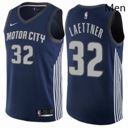Mens Nike Detroit Pistons 32 Christian Laettner Swingman Navy Blue NBA Jersey City Edition