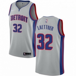 Mens Nike Detroit Pistons 32 Christian Laettner Swingman Silver NBA Jersey Statement Edition