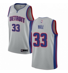 Mens Nike Detroit Pistons 33 Grant Hill Authentic Silver NBA Jersey Statement Edition
