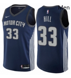 Mens Nike Detroit Pistons 33 Grant Hill Swingman Navy Blue NBA Jersey City Edition