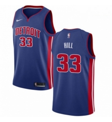 Mens Nike Detroit Pistons 33 Grant Hill Swingman Royal Blue Road NBA Jersey Icon Edition
