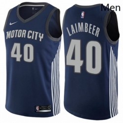 Mens Nike Detroit Pistons 40 Bill Laimbeer Authentic Navy Blue NBA Jersey City Edition