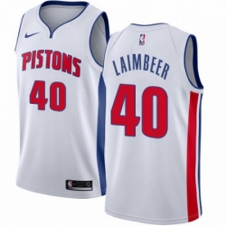 Mens Nike Detroit Pistons 40 Bill Laimbeer Authentic White Home NBA Jersey Association Edition