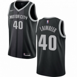 Mens Nike Detroit Pistons 40 Bill Laimbeer Swingman Black NBA Jersey City Edition