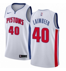 Mens Nike Detroit Pistons 40 Bill Laimbeer Swingman White Home NBA Jersey Association Edition