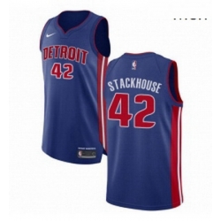 Mens Nike Detroit Pistons 42 Jerry Stackhouse Authentic Royal Blue Road NBA Jersey Icon Edition