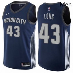 Mens Nike Detroit Pistons 43 Grant Long Authentic Navy Blue NBA Jersey City Edition