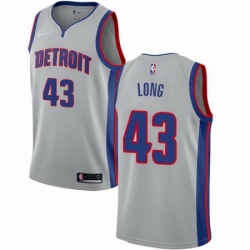 Mens Nike Detroit Pistons 43 Grant Long Swingman Silver NBA Jersey Statement Edition