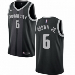 Mens Nike Detroit Pistons 6 Bruce Brown Jr Swingman Black NBA Jersey City Edition 