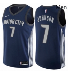 Mens Nike Detroit Pistons 7 Stanley Johnson Authentic Navy Blue NBA Jersey City Edition