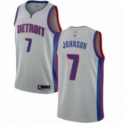 Mens Nike Detroit Pistons 7 Stanley Johnson Authentic Silver NBA Jersey Statement Edition