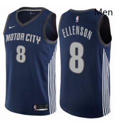 Mens Nike Detroit Pistons 8 Henry Ellenson Authentic Navy Blue NBA Jersey City Edition