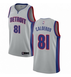 Mens Nike Detroit Pistons 81 Jose Calderon Authentic Silver NBA Jersey Statement Edition 
