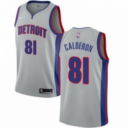 Mens Nike Detroit Pistons 81 Jose Calderon Authentic Silver NBA Jersey Statement Edition 