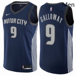 Mens Nike Detroit Pistons 9 Langston Galloway Authentic Navy Blue NBA Jersey City Edition 