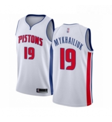 Womens Detroit Pistons 19 Sviatoslav Mykhailiuk Authentic White Basketball Jersey Association Edition 