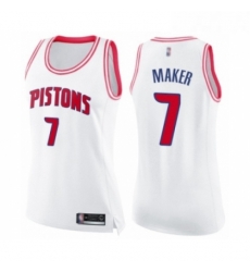 Womens Detroit Pistons 7 Thon Maker Swingman White Pink Fashion Basketball Jersey 