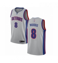 Womens Detroit Pistons 8 Markieff Morris Authentic Silver Basketball Jersey Statement Edition 