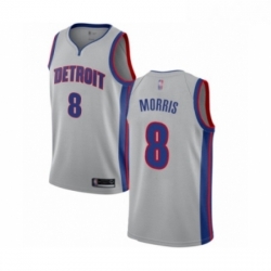 Womens Detroit Pistons 8 Markieff Morris Authentic Silver Basketball Jersey Statement Edition 