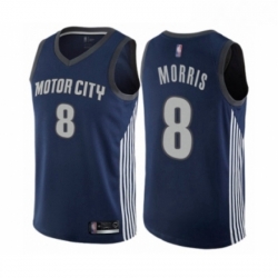Womens Detroit Pistons 8 Markieff Morris Swingman Navy Blue Basketball Jersey City Edition 