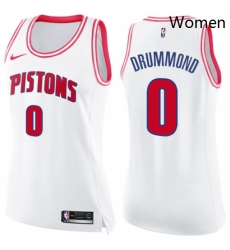 Womens Nike Detroit Pistons 0 Andre Drummond Swingman WhitePink Fashion NBA Jersey