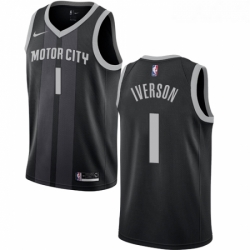 Womens Nike Detroit Pistons 1 Allen Iverson Swingman Black NBA Jersey City Edition