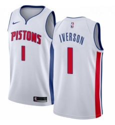 Womens Nike Detroit Pistons 1 Allen Iverson Swingman White Home NBA Jersey Association Edition