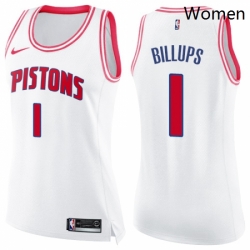 Womens Nike Detroit Pistons 1 Chauncey Billups Swingman WhitePink Fashion NBA Jersey