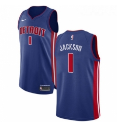 Womens Nike Detroit Pistons 1 Reggie Jackson Authentic Royal Blue Road NBA Jersey Icon Edition