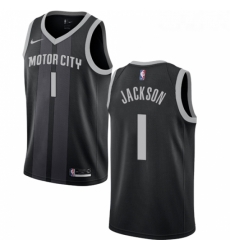 Womens Nike Detroit Pistons 1 Reggie Jackson Swingman Black NBA Jersey City Edition