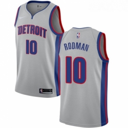 Womens Nike Detroit Pistons 10 Dennis Rodman Authentic Silver NBA Jersey Statement Edition