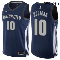 Womens Nike Detroit Pistons 10 Dennis Rodman Swingman Navy Blue NBA Jersey City Edition